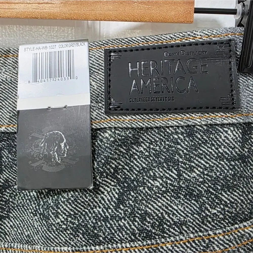 Heritage America Men's Distressed Graphic Jeans - Men's 30x33 NWT
